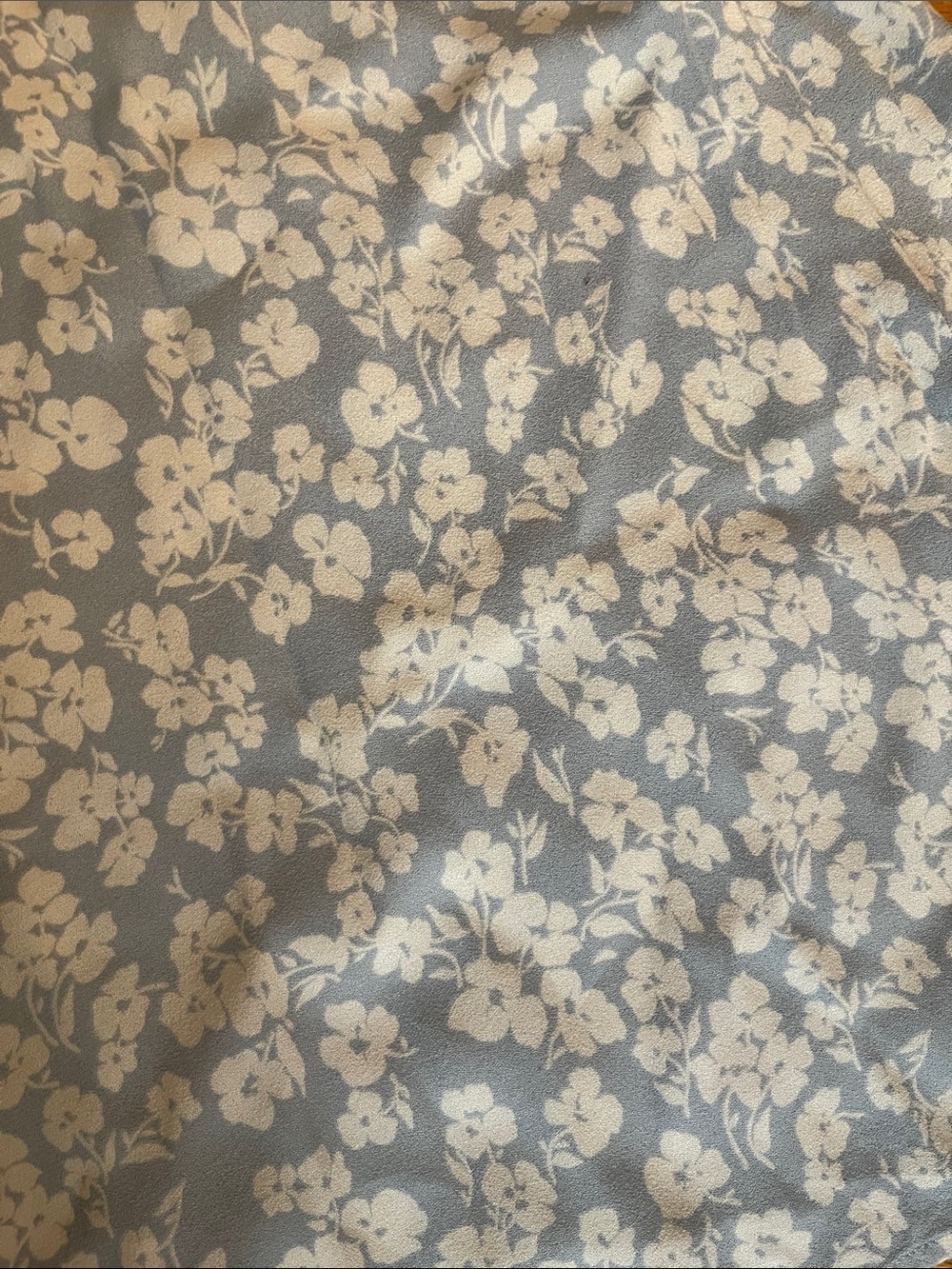 Reformation Zoe Light Blue Floral Midi Skirt with High Side Slit - Picture 5 of 7